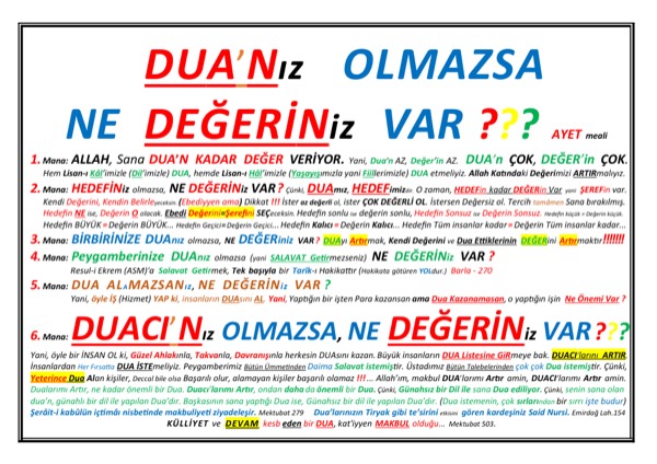 Duanız Olmazsa Ne Değeriniz Var -1.sayfa — ilk sayfa