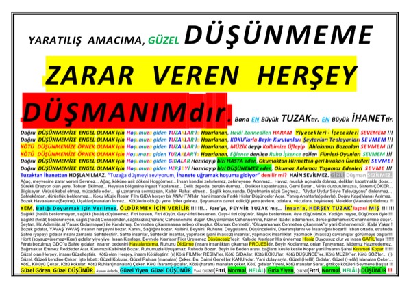 Düşünmeme Zarar Veren, Düşmanımdır — ilk sayfa