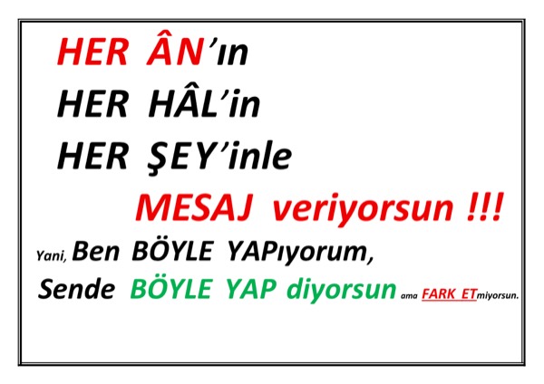 Her AN'ın Her HAL'inle Mesaj Veriyorsun — ilk sayfa