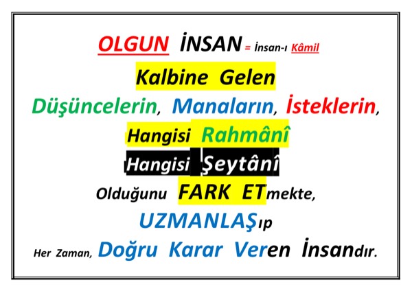 İnsan-ı Kâmil O'dur ki — ilk sayfa