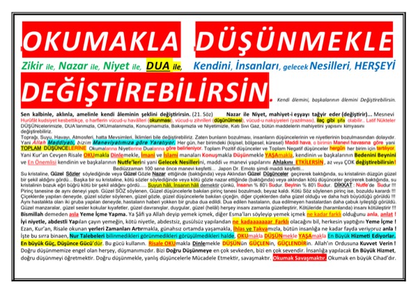 Okumakla Düşünmekle Dua ile Değiştirebilirsin — ilk sayfa