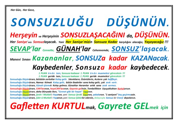 Sonsuzluğu Düşünün — ilk sayfa