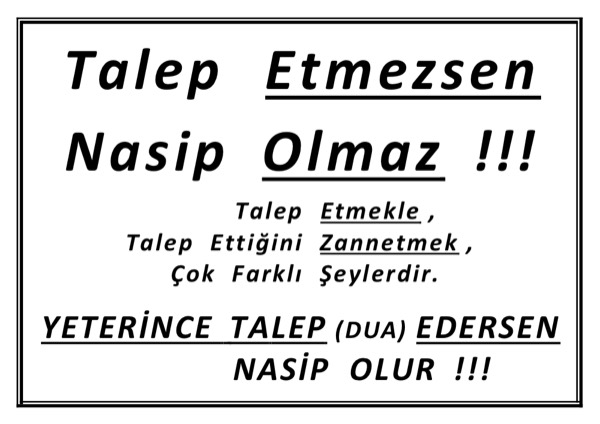 Taleb Etmezsen Nasib Olmaz — ilk sayfa