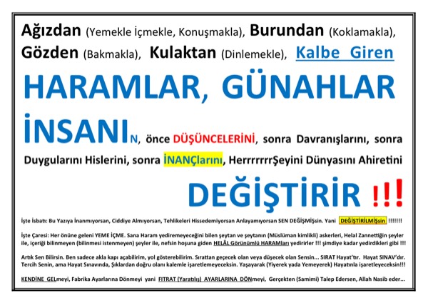 Yediğin İçtiğin, Düşüncelerini Değiştirir — ilk sayfa