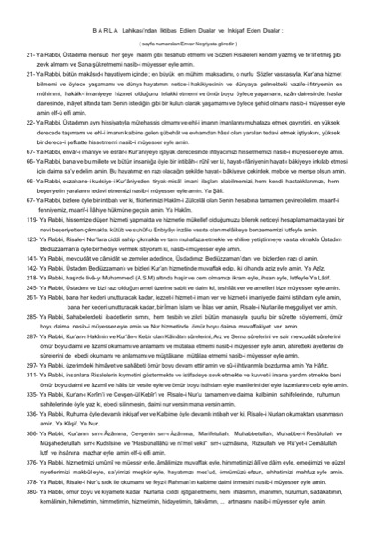 Barla'dan Dualar — ilk sayfa