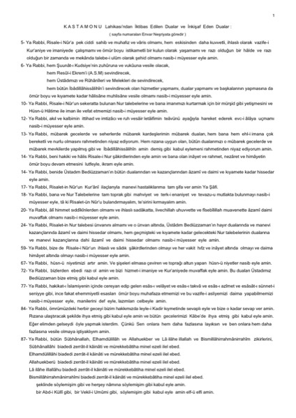 Kastamonu'dan Dualar — ilk sayfa