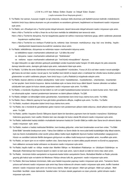 Lem'alar'dan Dualar — ilk sayfa