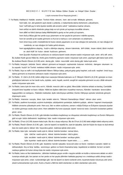 Mesnevi'den Dualar — ilk sayfa